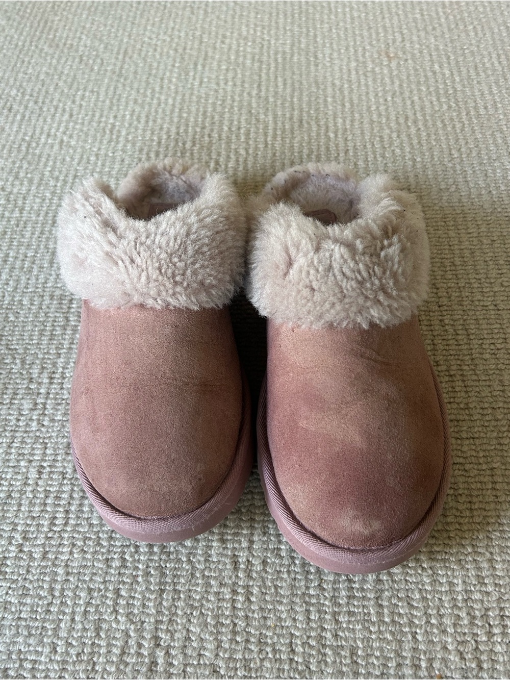 UGG Women's Dusty Pink Suede Fleece Cuff Slip-On Slippers